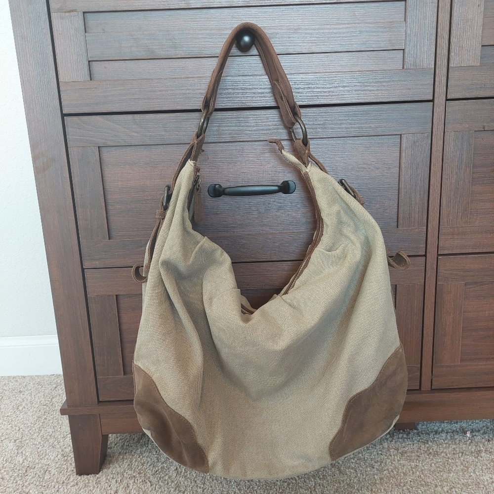 Vintage Gap Leather Canvas Shoulder Tote Bag